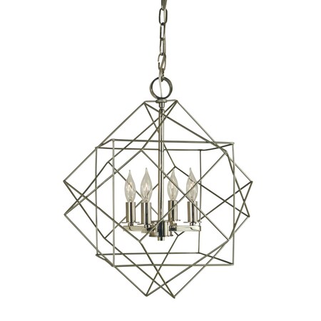 4-Light Satin Pewter/Polished Nickel Etoile Chandelier